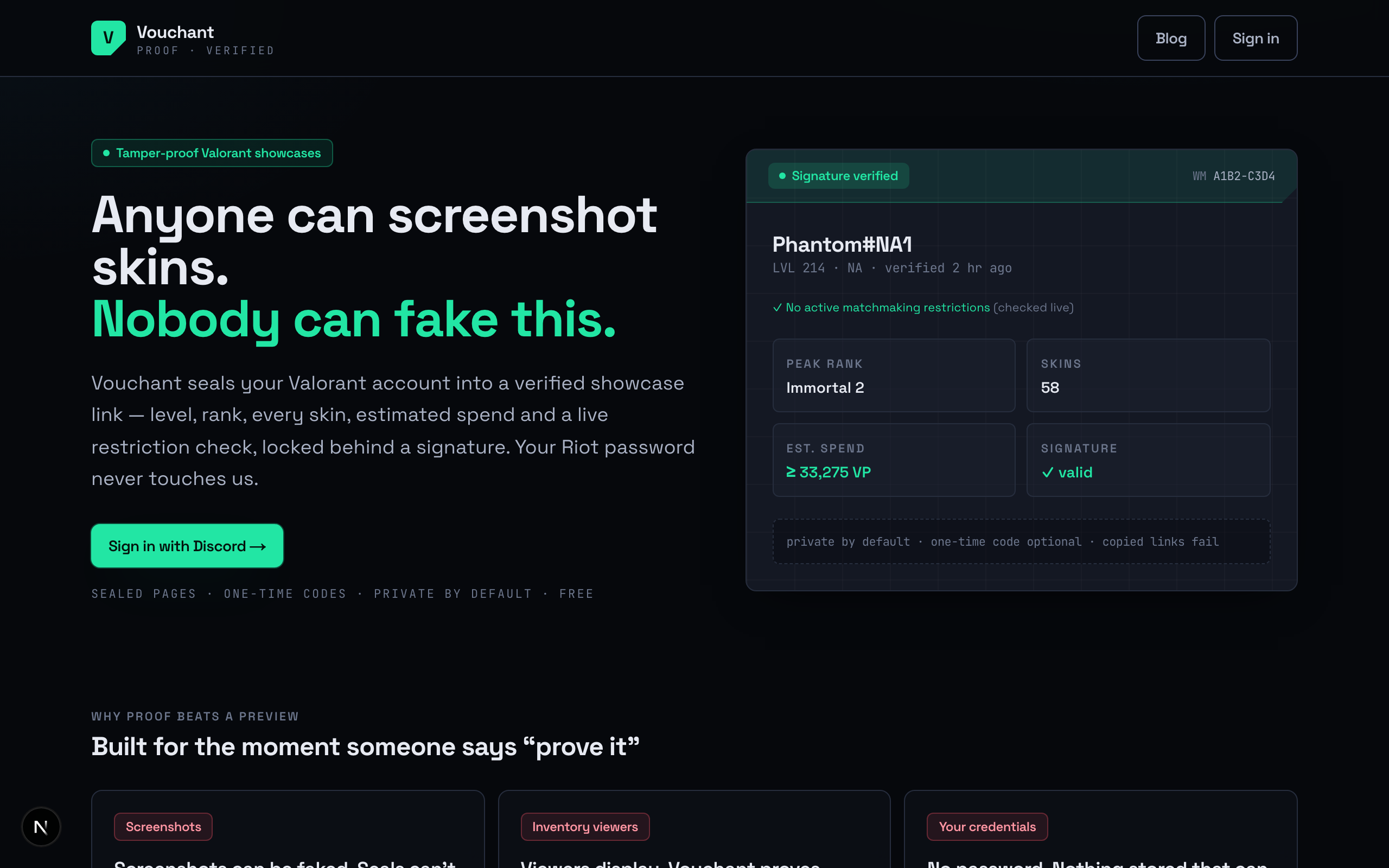 Vouchant verified showcase — estimated VP spend pulled live from your real inventory and cryptographically signed